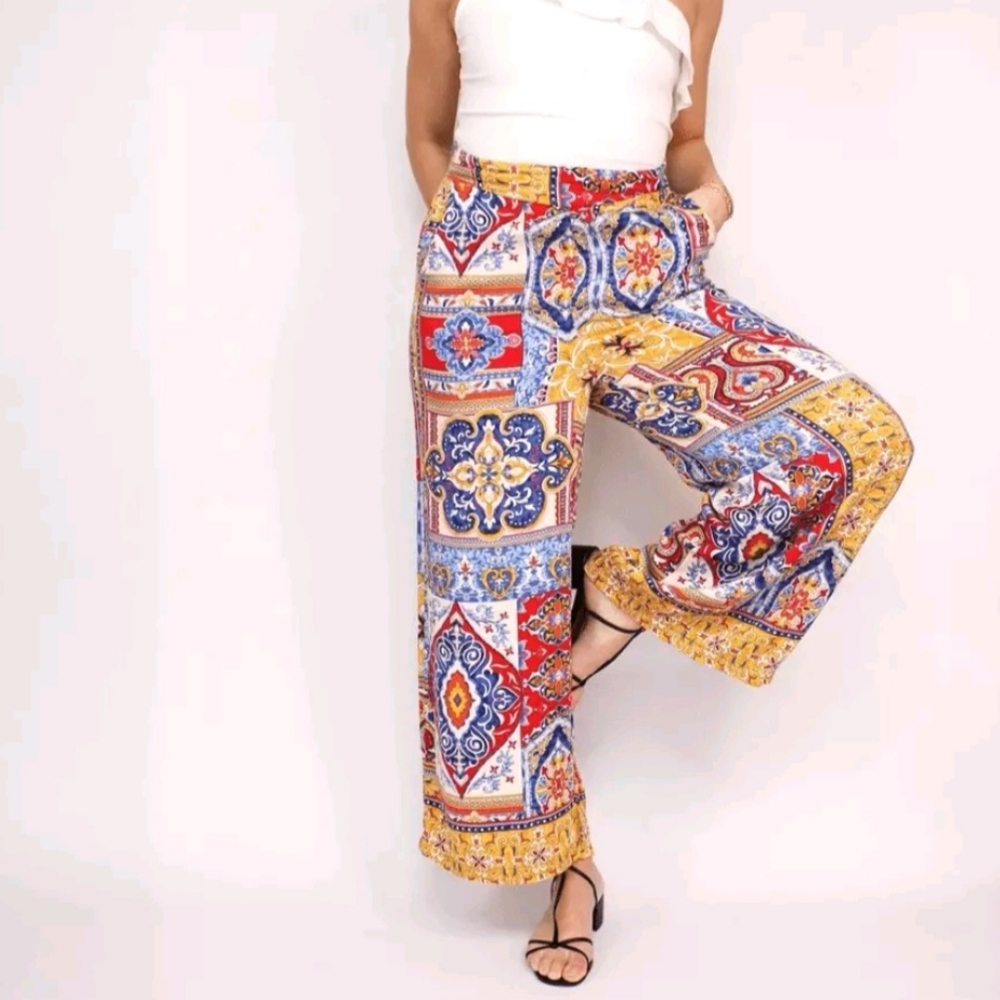 Womens size Large Haute Hippie Wide leg boho pants